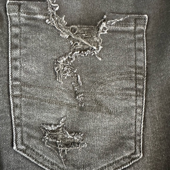 American Eagle AE Stretch Curvy Denim super high rise Shorts black sz 4 - Picture 9 of 9